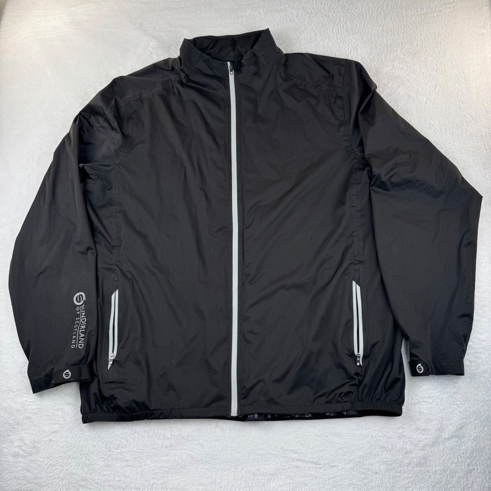 Sunderland of Scotland Windbreaker Jacket Mens XL Black Golf Full Zip Mesh Lined